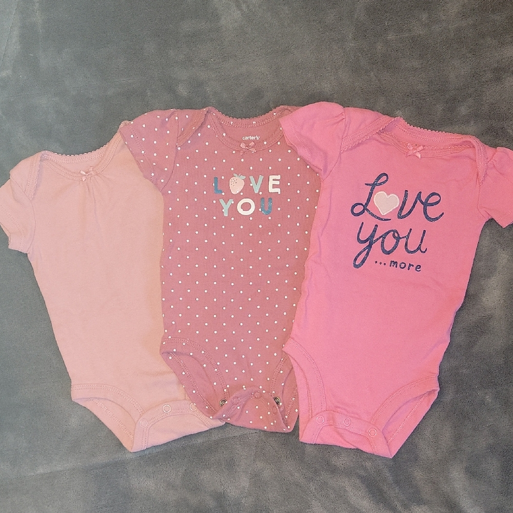Carter's Pink Love You Bodysuit Set